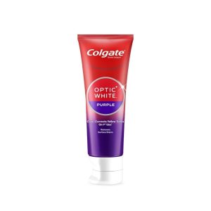 Colgate Optic White Purple ยาสีฟัน มุมด้านหน้า label ชัดเจน