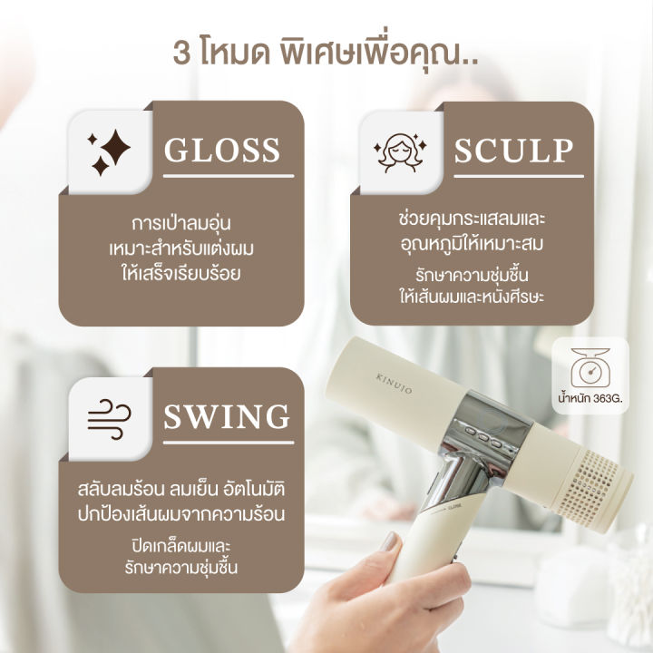 KINUJO Hair Dryer การใช้งานจริง เป่าผมสาว ผมสวยเงางาม