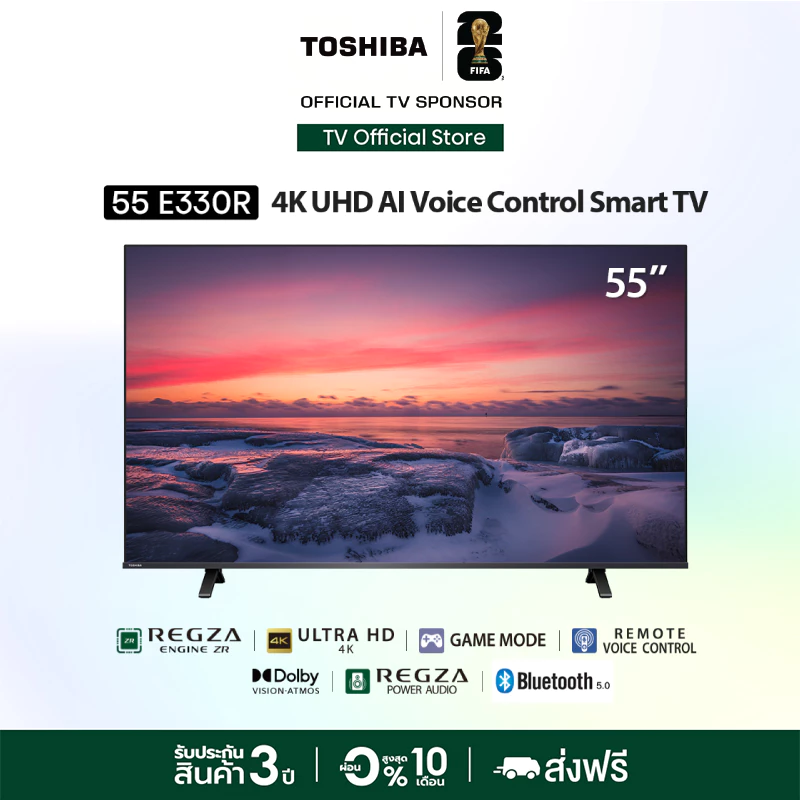 Toshiba 55E330RP Smart TV 55 นิ้ว 4K Ultra HD HDR10 Wi-Fi