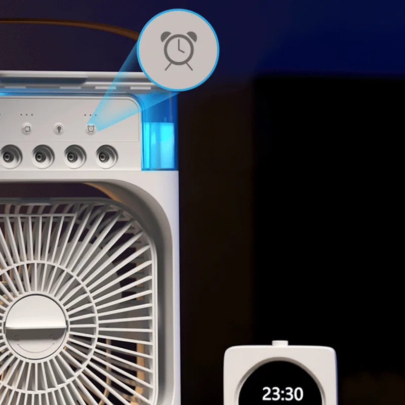 พัดลมไอเย็น USB J295 พร้อมไฟ LED 7 สี ถังน้ำ 600ml ปรับแรงลม 3 ระดับ