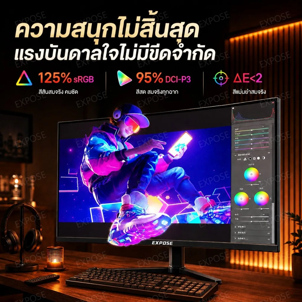 Expose จอมอนิเตอร์ Gaming จอคอม IPS Full HD 1ms มีให้เลือกหลายขนาด พอร์ต HDMI