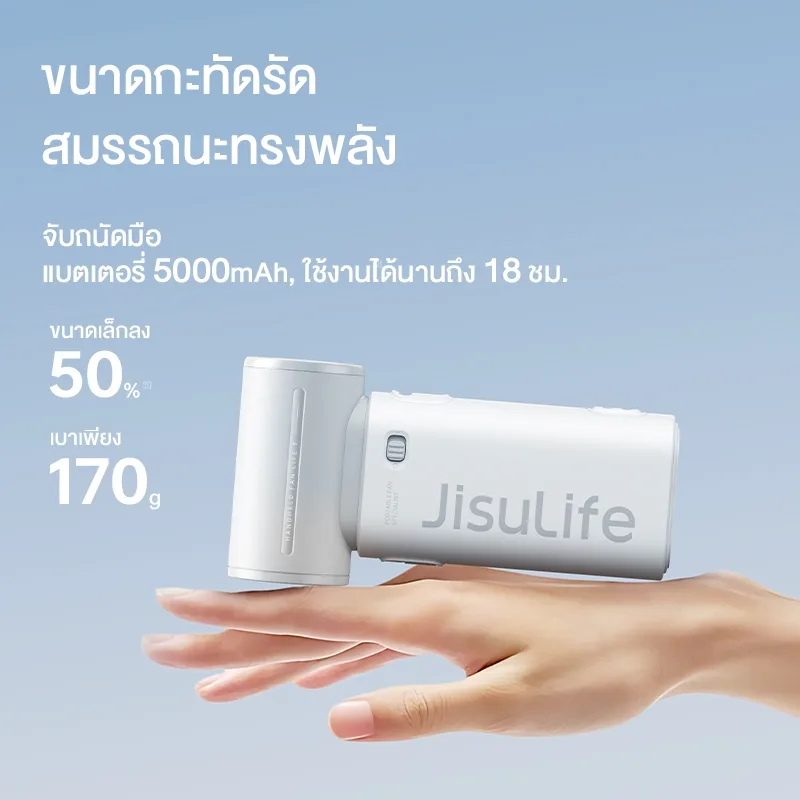 JisuLife พัดลมพกพา Life9 แบบถือ แบตในตัว 5000mAh ใช้งานได้นาน 18 ชั่วโมง 5 ระดับความแรง