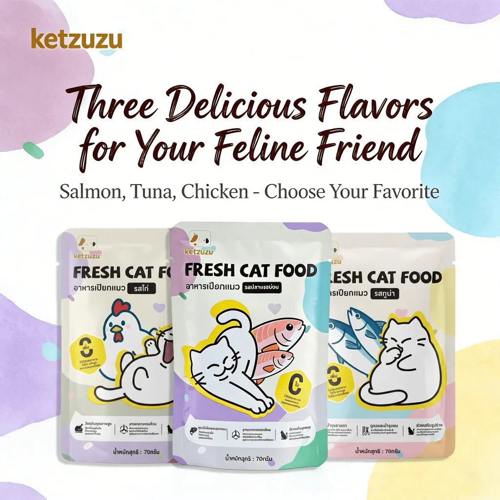 Ketzuzu อาหารเปียกแมว เนื้อมูส 70g โซเดียมต่ำ บำรุงขนและสายตา เหมาะแมวอายุ 3 เดือนขึ้นไป
