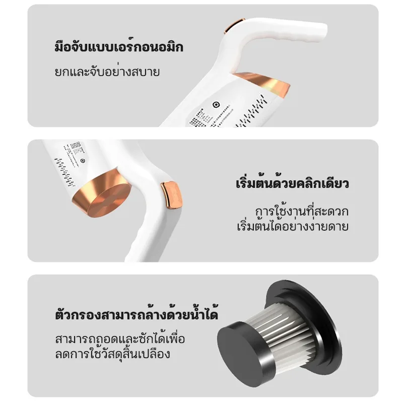 MEIYIJIA เครื่องดูดฝุ่นไร้สาย แบบมือถือ ถังเก็บฝุ่น 0.7L ชาร์จ USB พร้อมหัวแปรงหลายแบบ