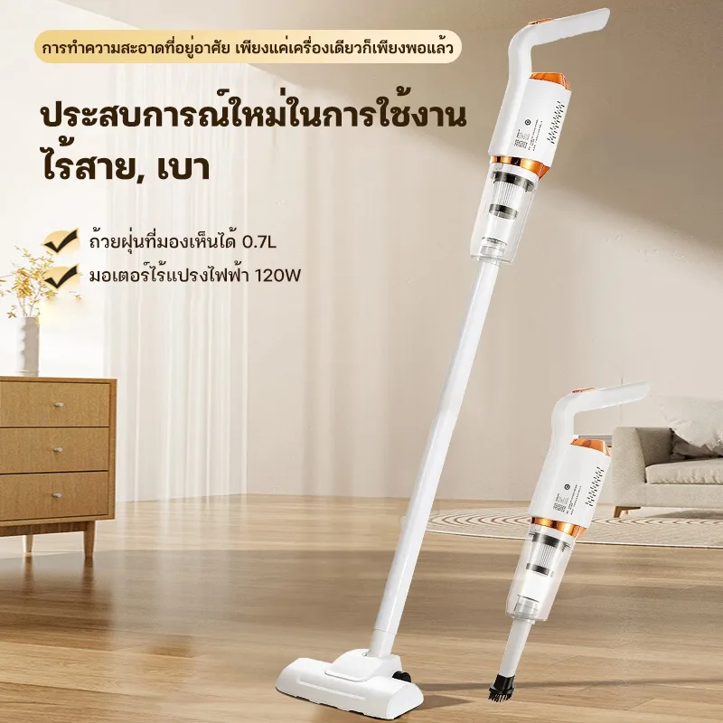 MEIYIJIA เครื่องดูดฝุ่นไร้สาย แบบมือถือ ถังเก็บฝุ่น 0.7L ชาร์จ USB พร้อมหัวแปรงหลายแบบ