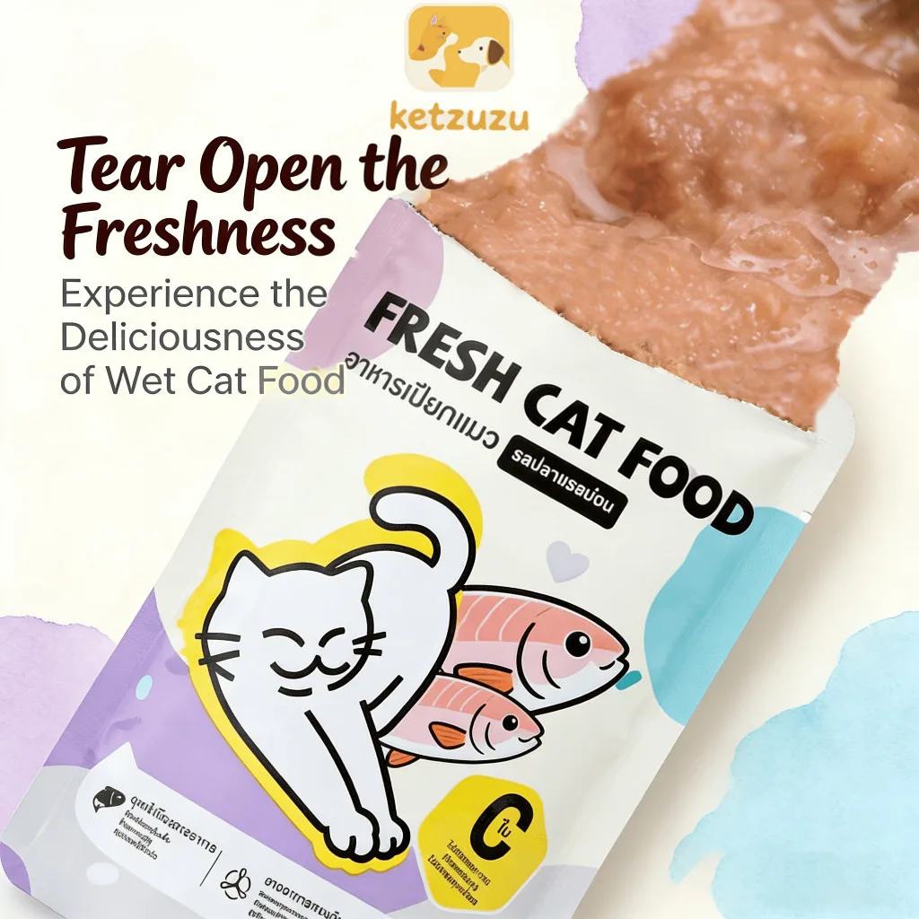 Ketzuzu อาหารเปียกแมว เนื้อมูส 70g โซเดียมต่ำ บำรุงขนและสายตา เหมาะแมวอายุ 3 เดือนขึ้นไป