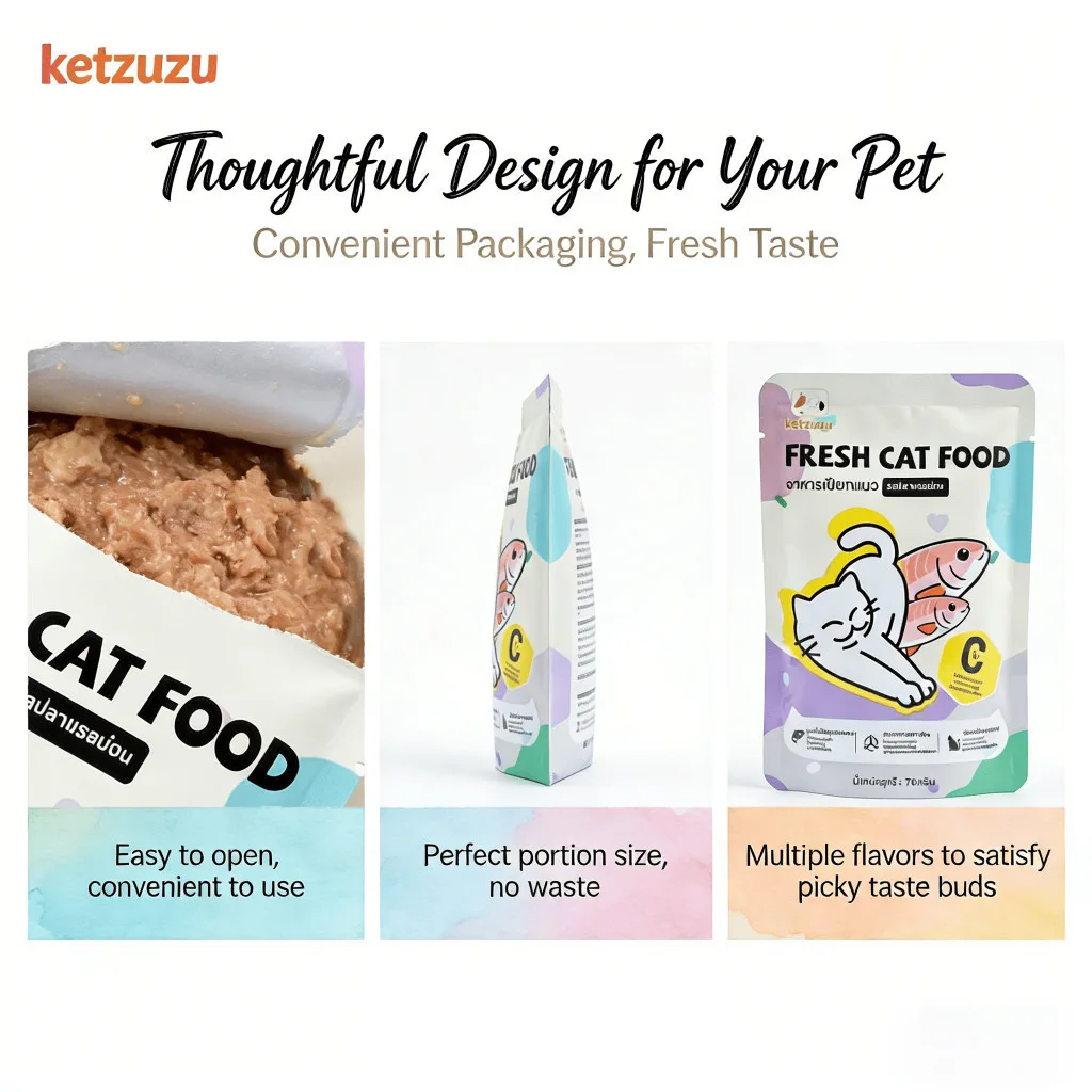 Ketzuzu อาหารเปียกแมว เนื้อมูส 70g โซเดียมต่ำ บำรุงขนและสายตา เหมาะแมวอายุ 3 เดือนขึ้นไป