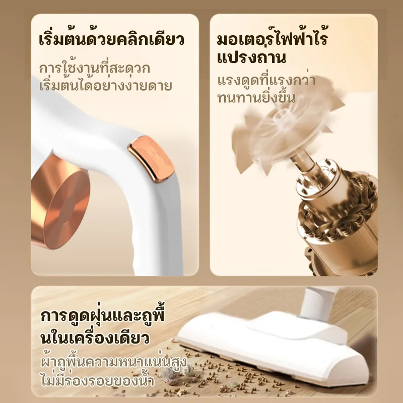 MEIYIJIA เครื่องดูดฝุ่นไร้สาย แบบมือถือ ถังเก็บฝุ่น 0.7L ชาร์จ USB พร้อมหัวแปรงหลายแบบ