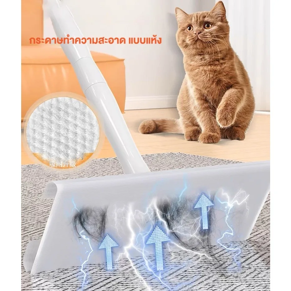 HOMUHOME ทิชชู่เปียกถูพื้น หนาพิเศษ ดันฝุ่น เก็บเส้นผม ขนาด 30×20 ซม. (20 แผ่น)