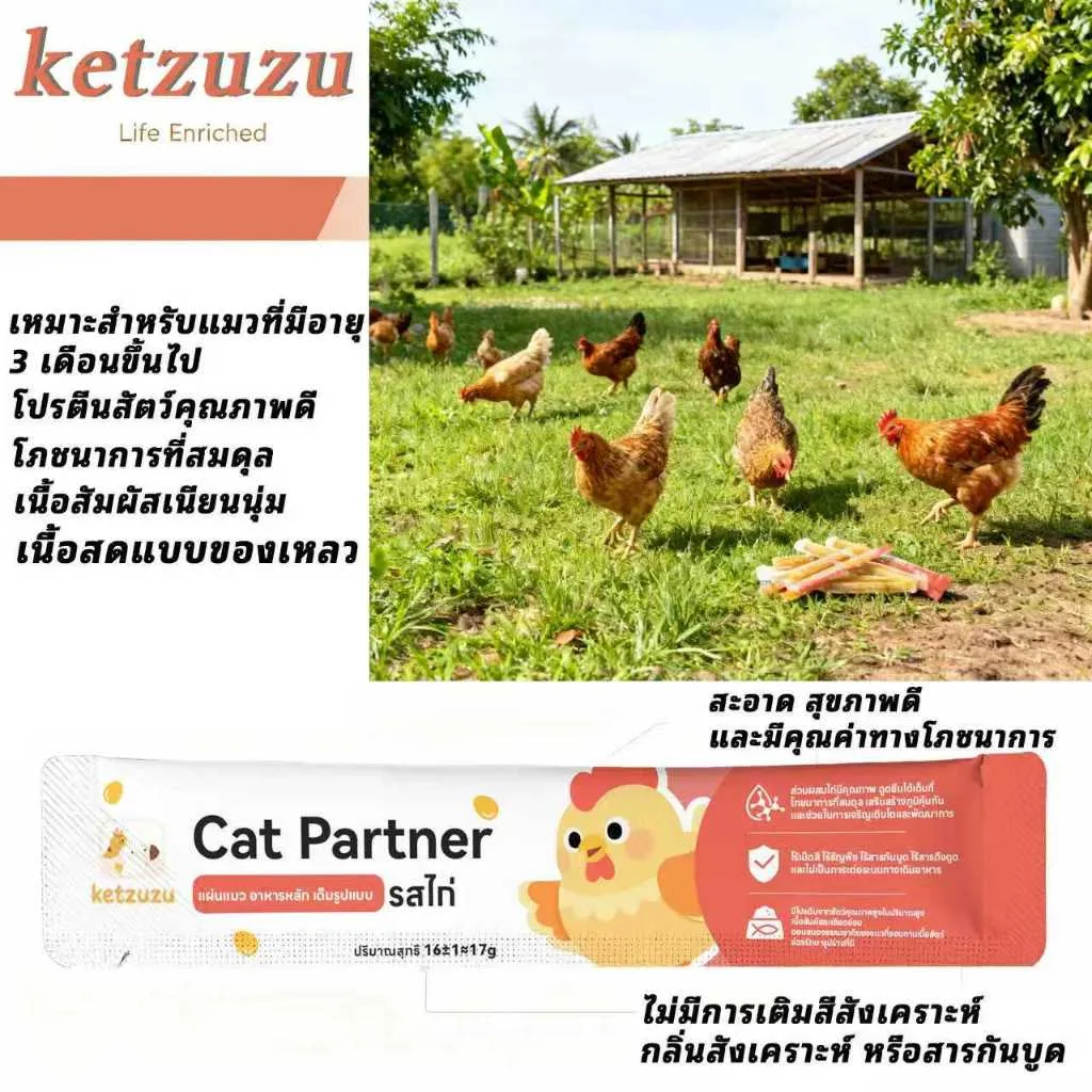 Ketzuzu ขนมแมวเลียแบบแท่ง เกรดพรีเมียม 17g มีให้เลือก 5 รสชาติ เสริมทอรีนและวิตามิน