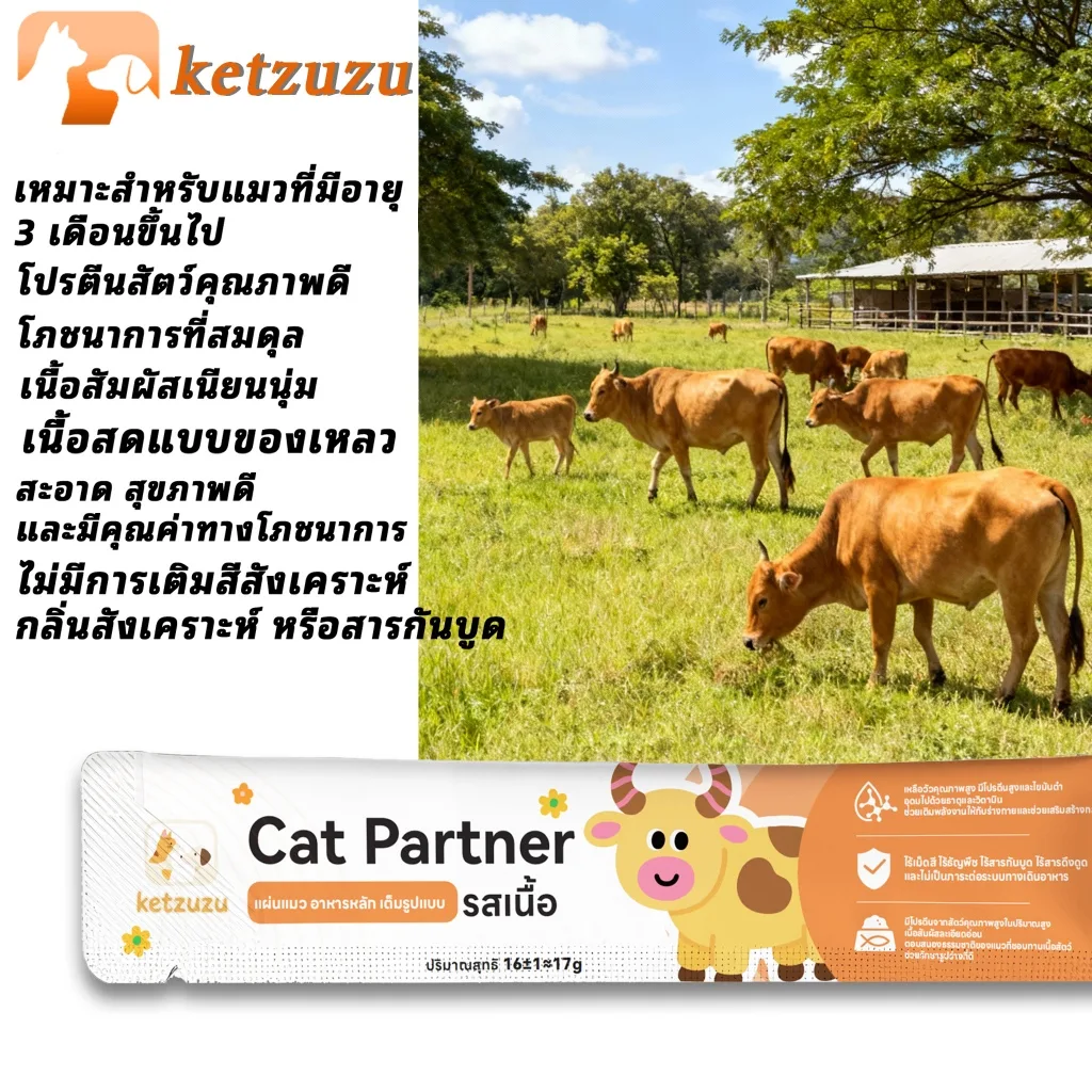Ketzuzu ขนมแมวเลียแบบแท่ง เกรดพรีเมียม 17g มีให้เลือก 5 รสชาติ เสริมทอรีนและวิตามิน