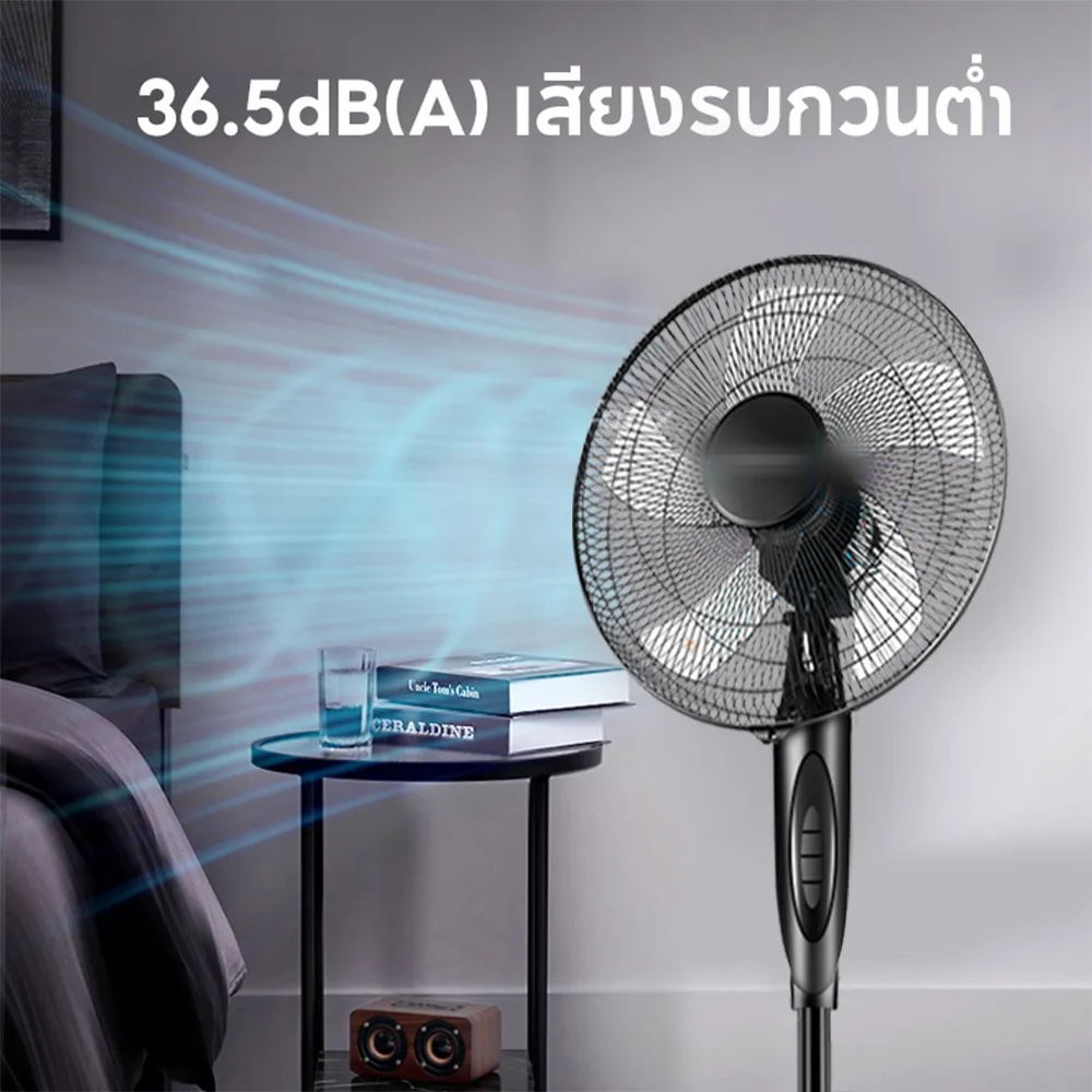 YOTEX พัดลมตั้งพื้น 16 นิ้ว 5 ใบพัด ปรับแรงลม 3 ระดับ ฐานกลม