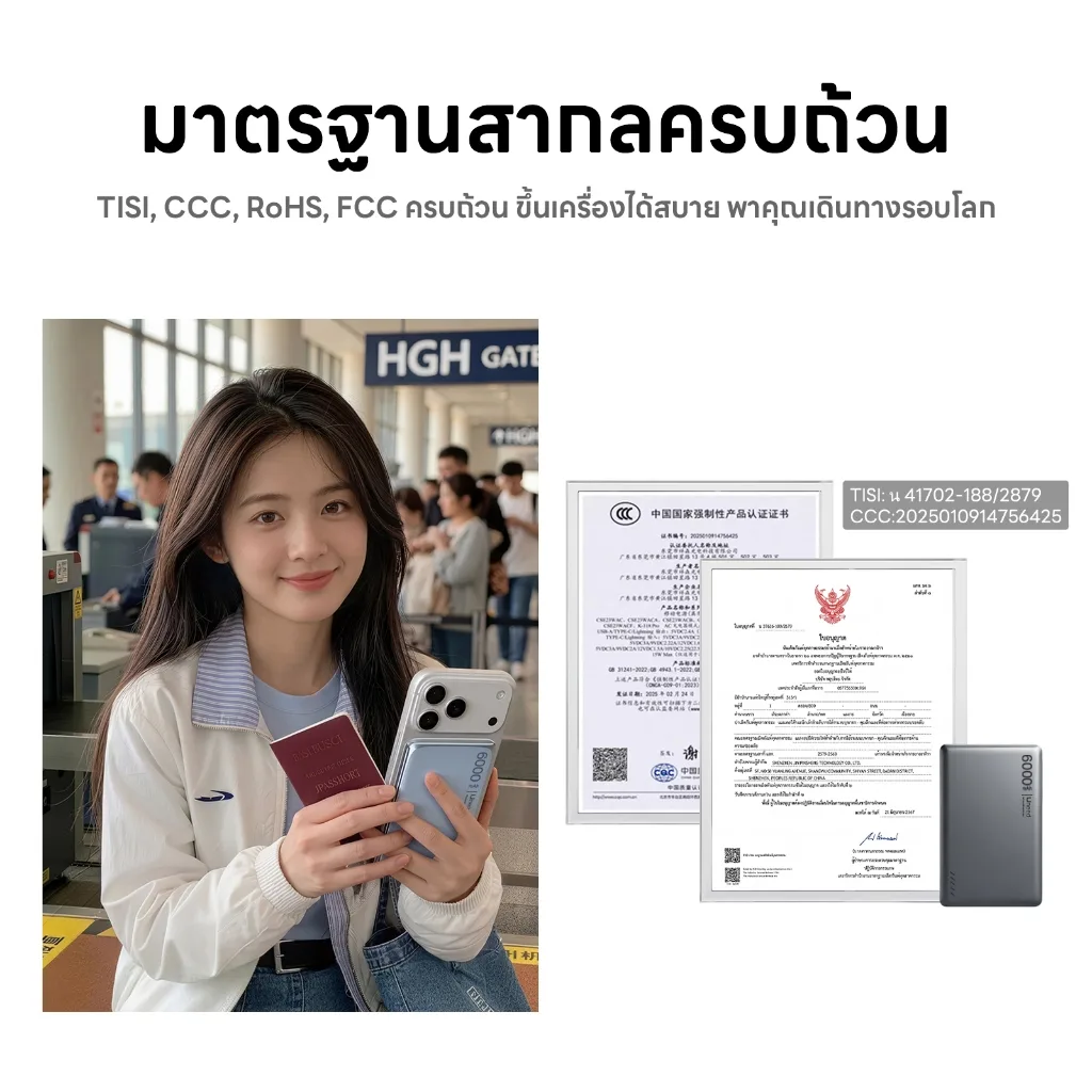 UNEED Mini พาวเวอร์แบงค์ไร้สาย Magnetic Qi2 บางเพียง 0.65cm 6000/12000mAh ชาร์จเร็ว PD